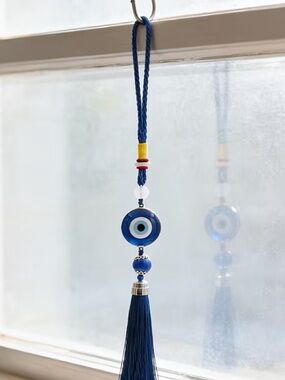 Blue Evil Eye Tassel Hanging Car Door Charm